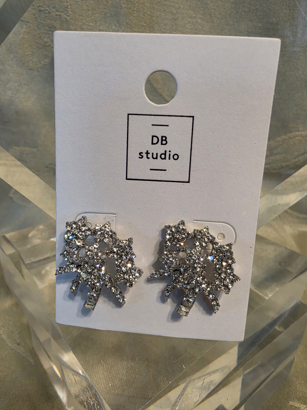 #1188 DB Studio Sparkling Silver Crystal Cluster Earrings